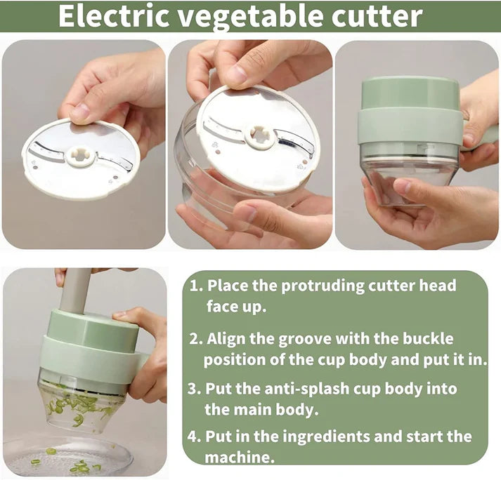 4 in 1 Portable Electric Vegetable Cutter Set